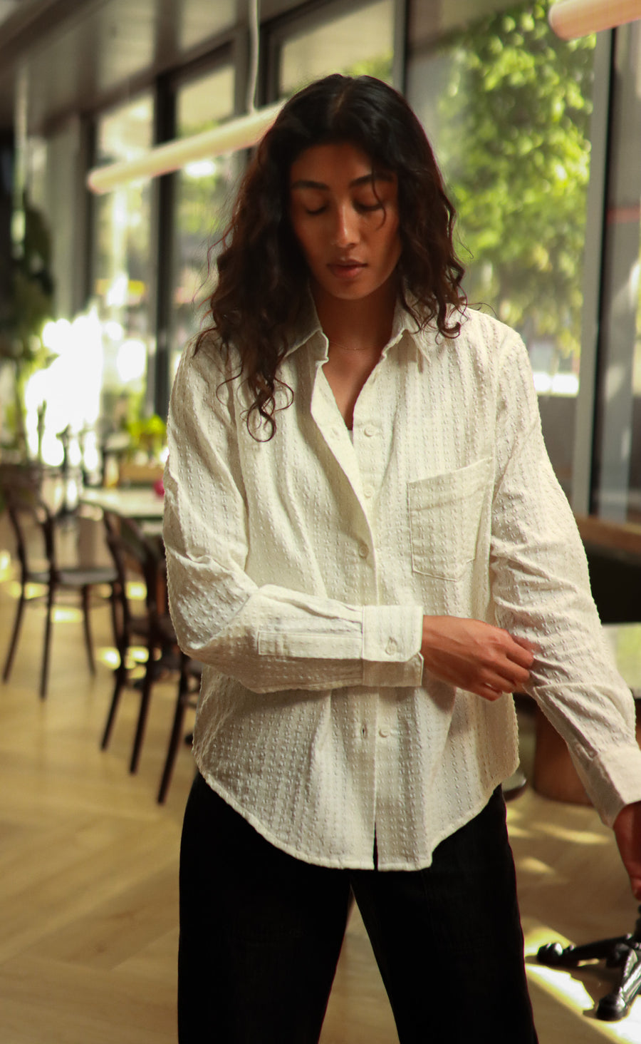 The Darling - Proper Fit - White Textured Crepe