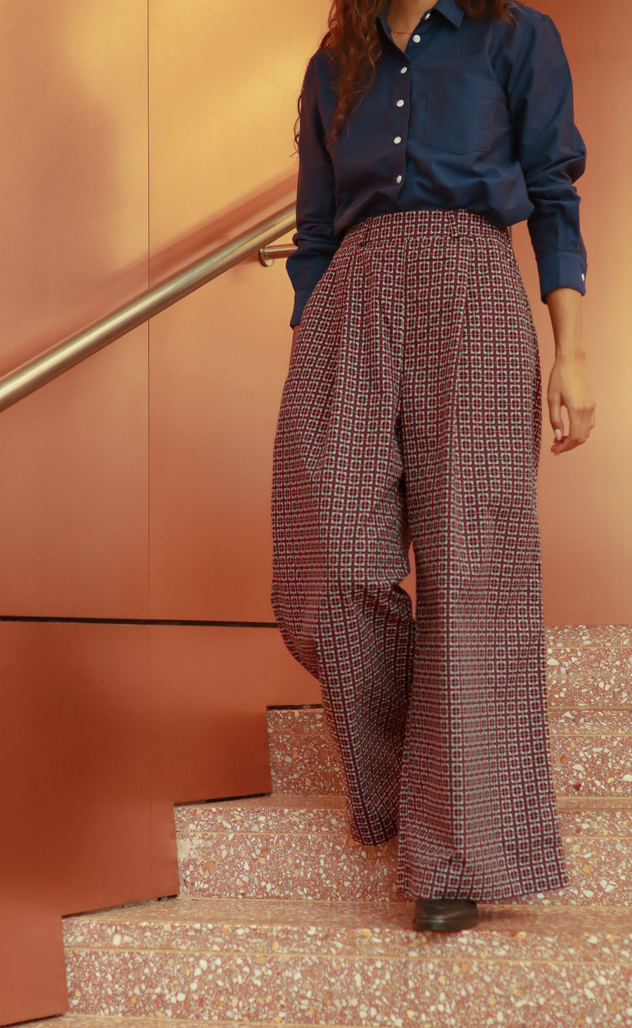 The Maximalist - Long Pants - Aubergine + Grey Jacquard