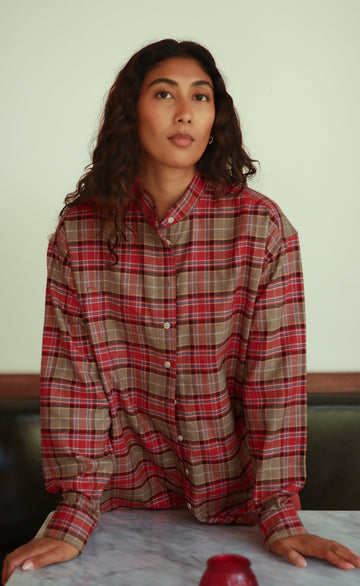 The Ember - Wayward Fit Tunic - Red + Beige Plaid