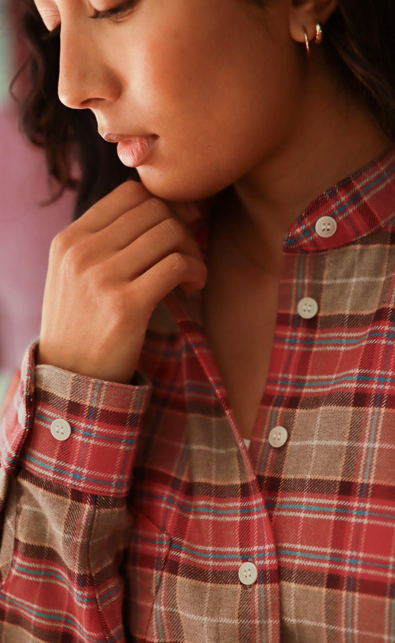 The Ember - Wayward Fit Tunic - Red + Beige Plaid