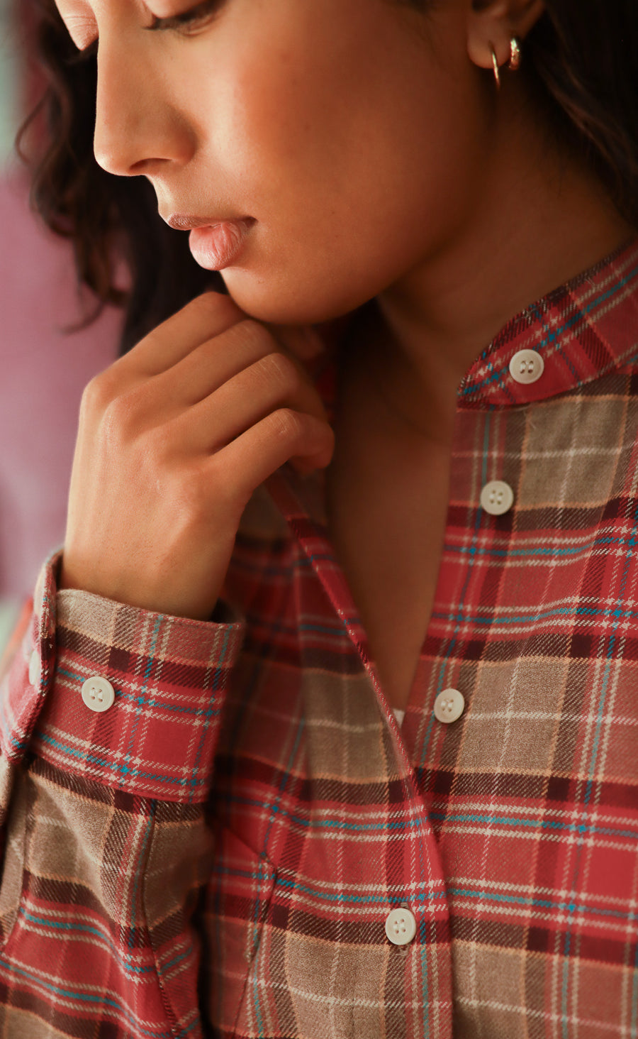 The Ember - Wayward Fit Tunic - Red + Beige Plaid