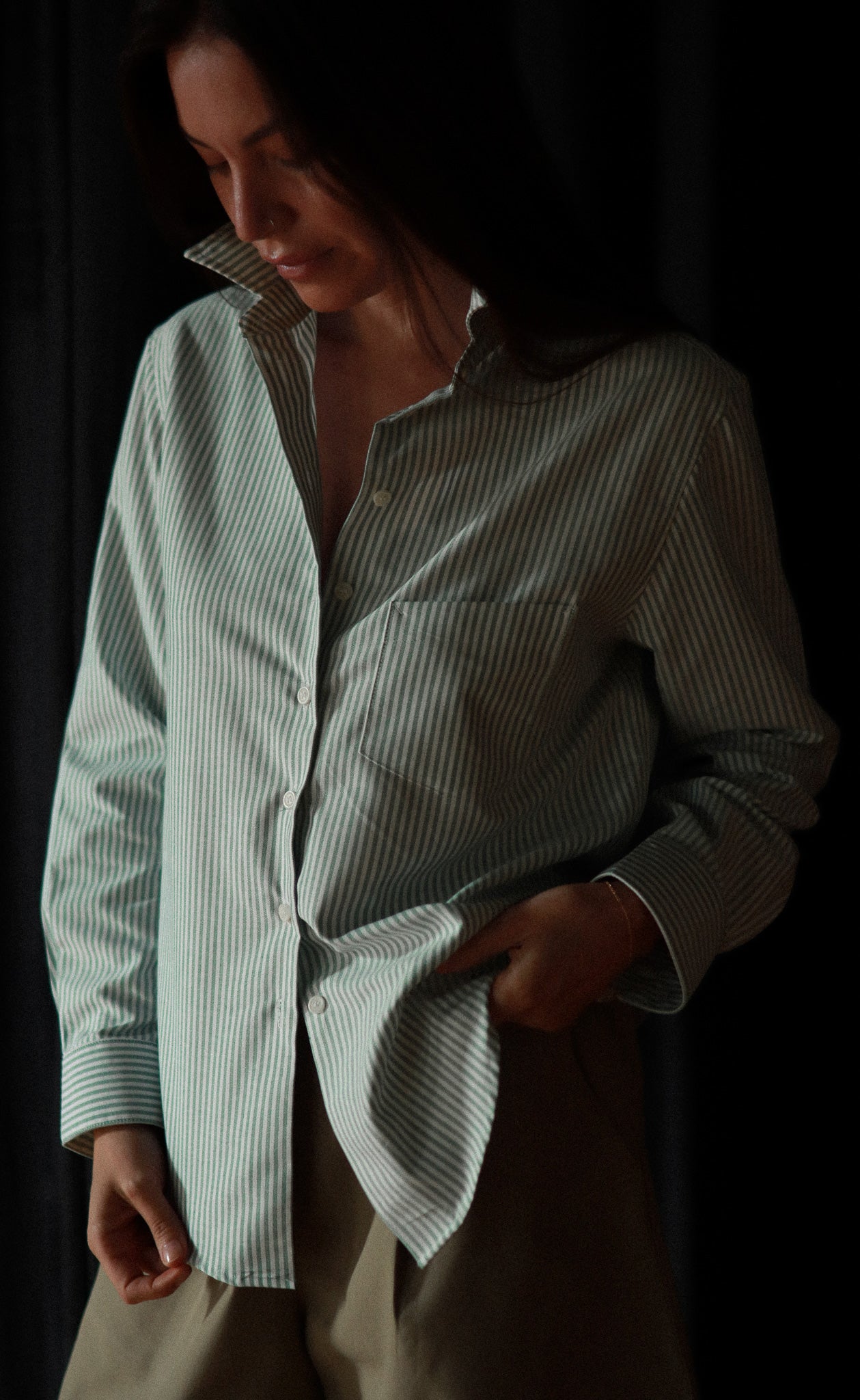 The Tailor - Proper Fit - Green & White Stripe