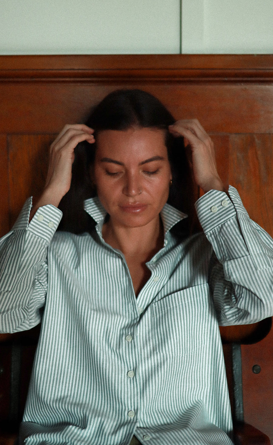 The Tailor - Proper Fit - Green & White Stripe