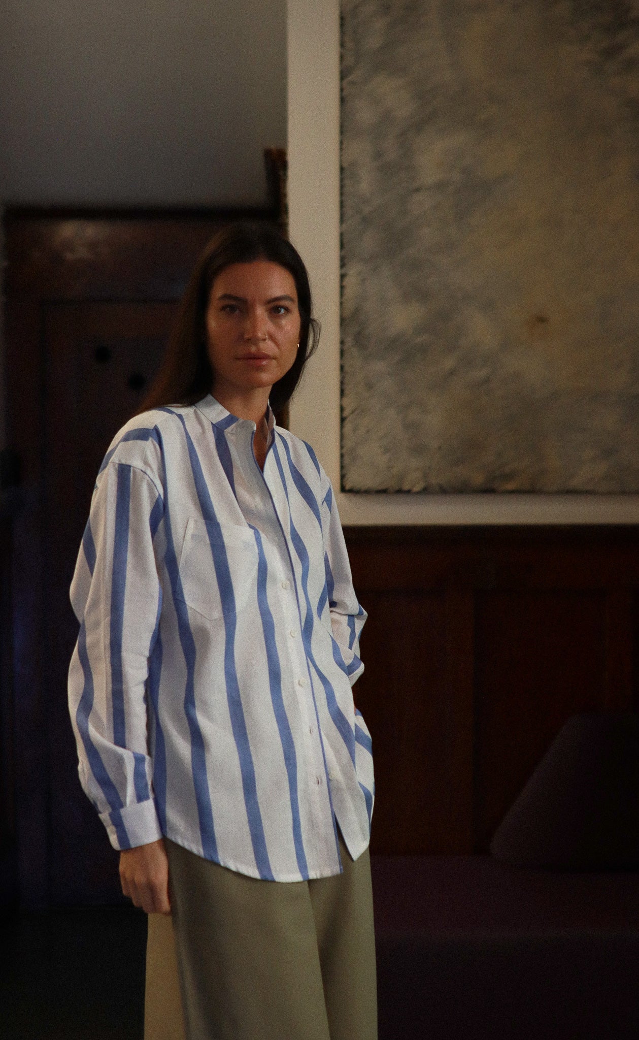 The Framer - Wayward Fit Tunic - Wide Twill Stripe