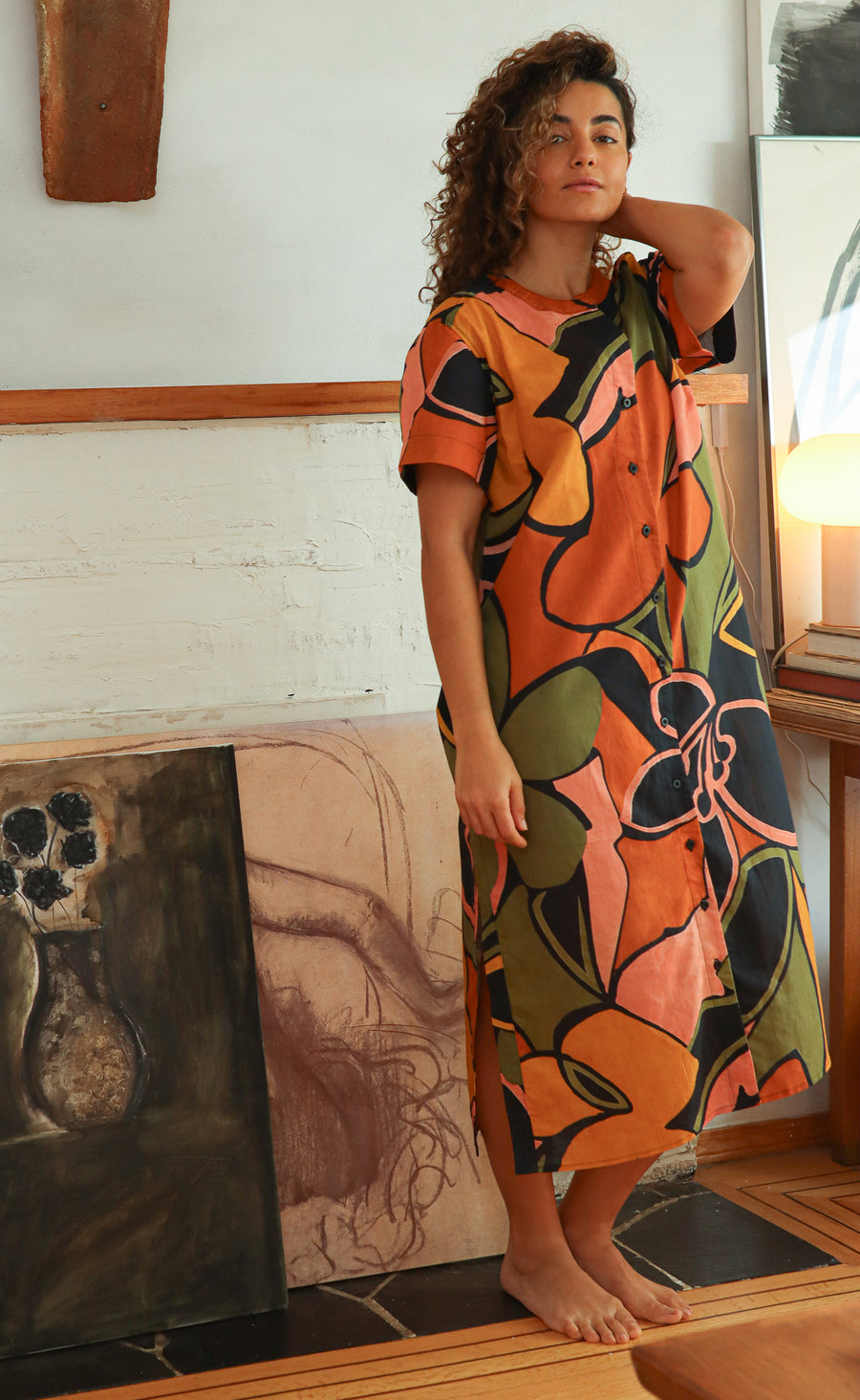 The Muse - Women's Shift Dress in Black Floral Power Of My People The Muse - Women's Shift Dress in Black Floral Power Of My People