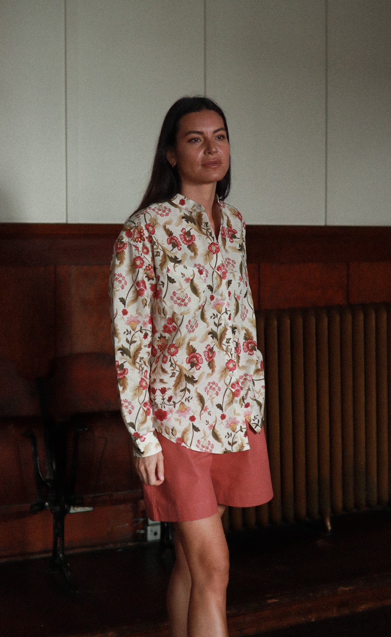 The Wanderer - High Waisted Shorts - Washed Red Canvas