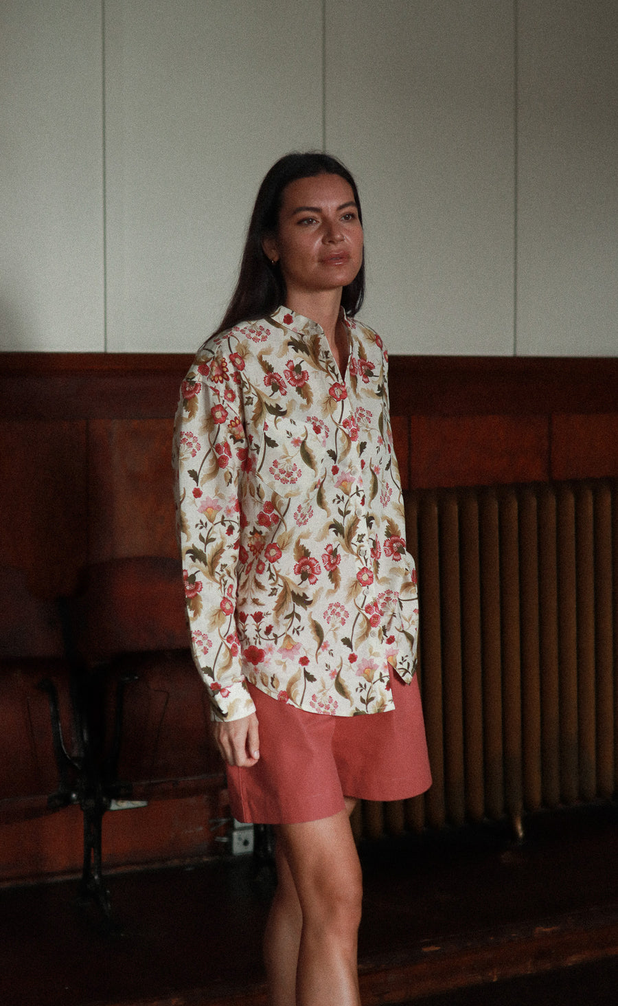 The Wanderer - High Waisted Shorts - Washed Red Canvas