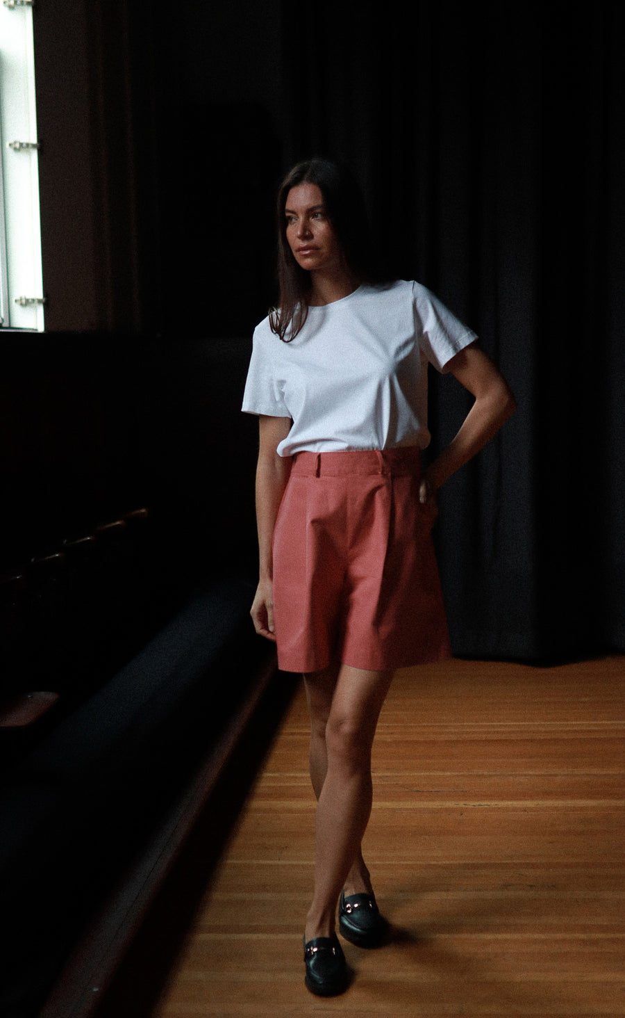 The Wanderer - High Waisted Shorts - Washed Red Canvas