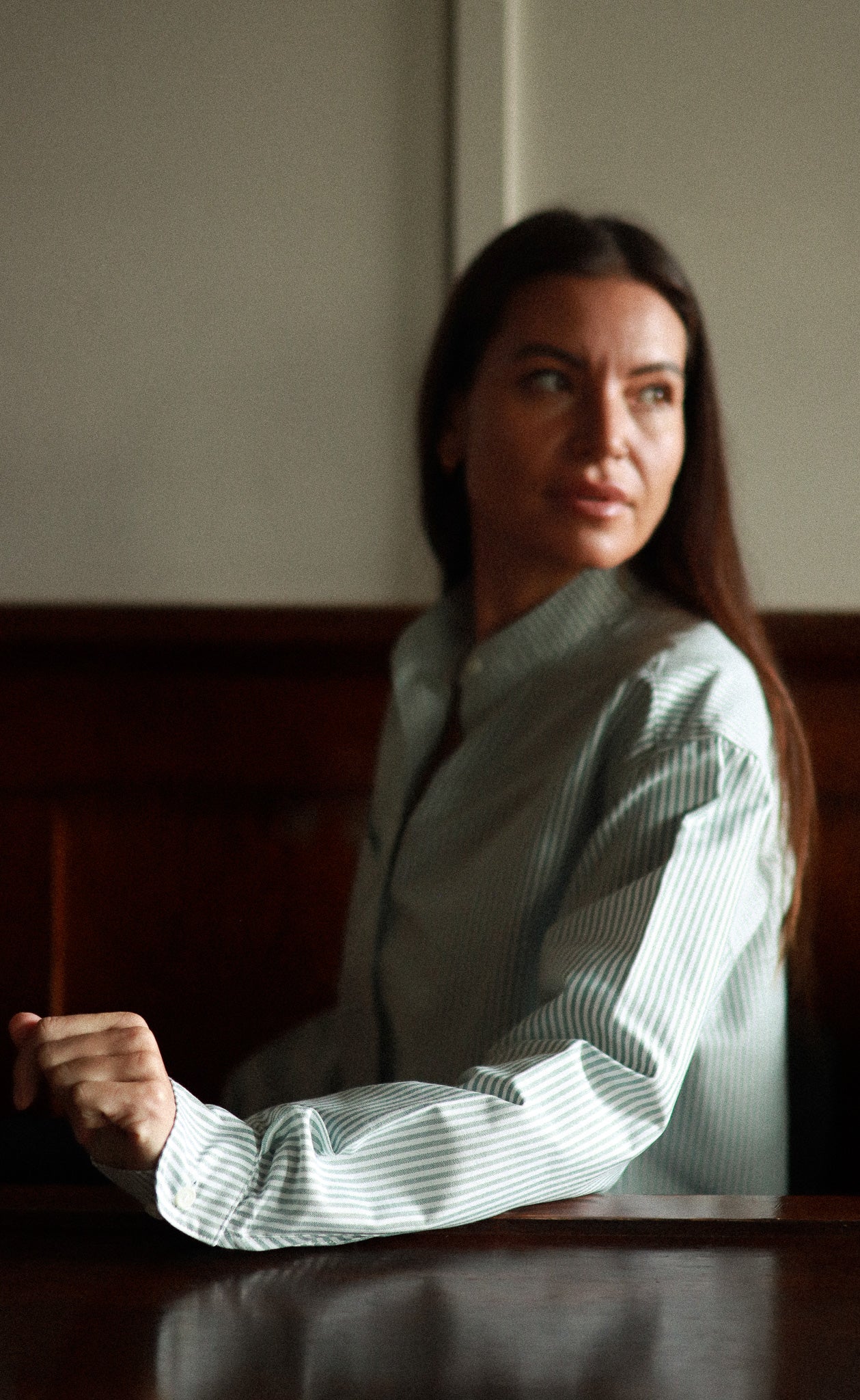 The Tailor - Wayward Fit Tunic - Green & White Stripe