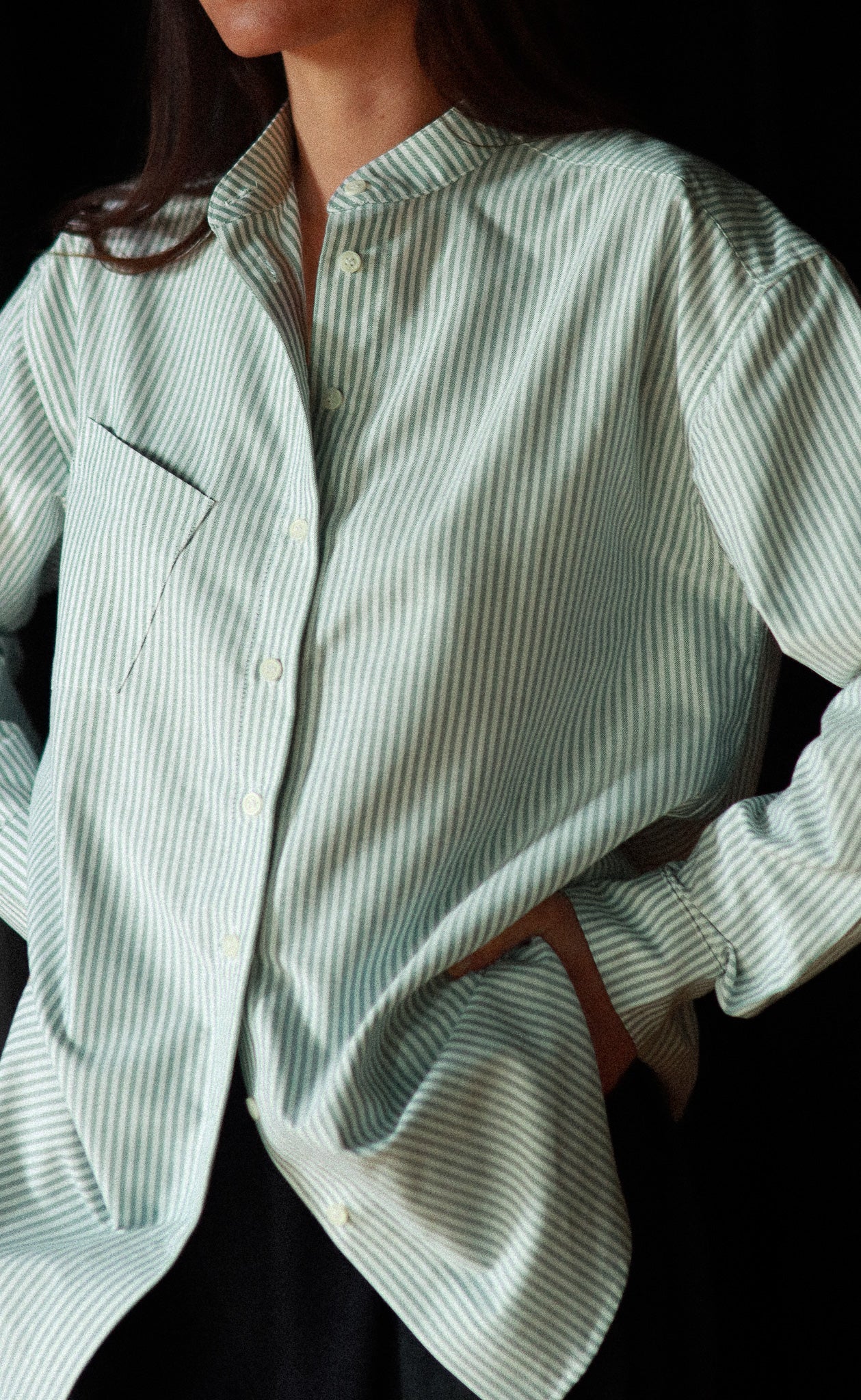 The Tailor - Wayward Fit Tunic - Green & White Stripe