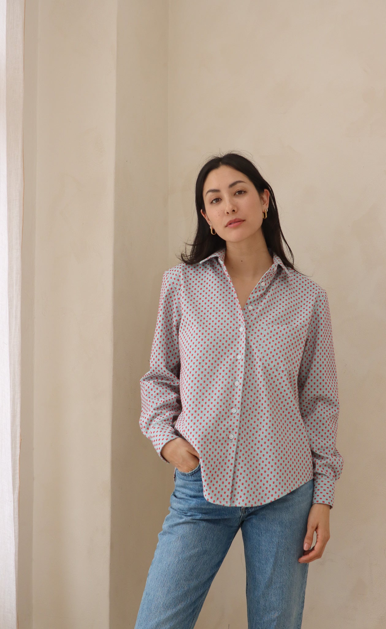 The Lover - Proper Fit - Celeste & Red Jacquard