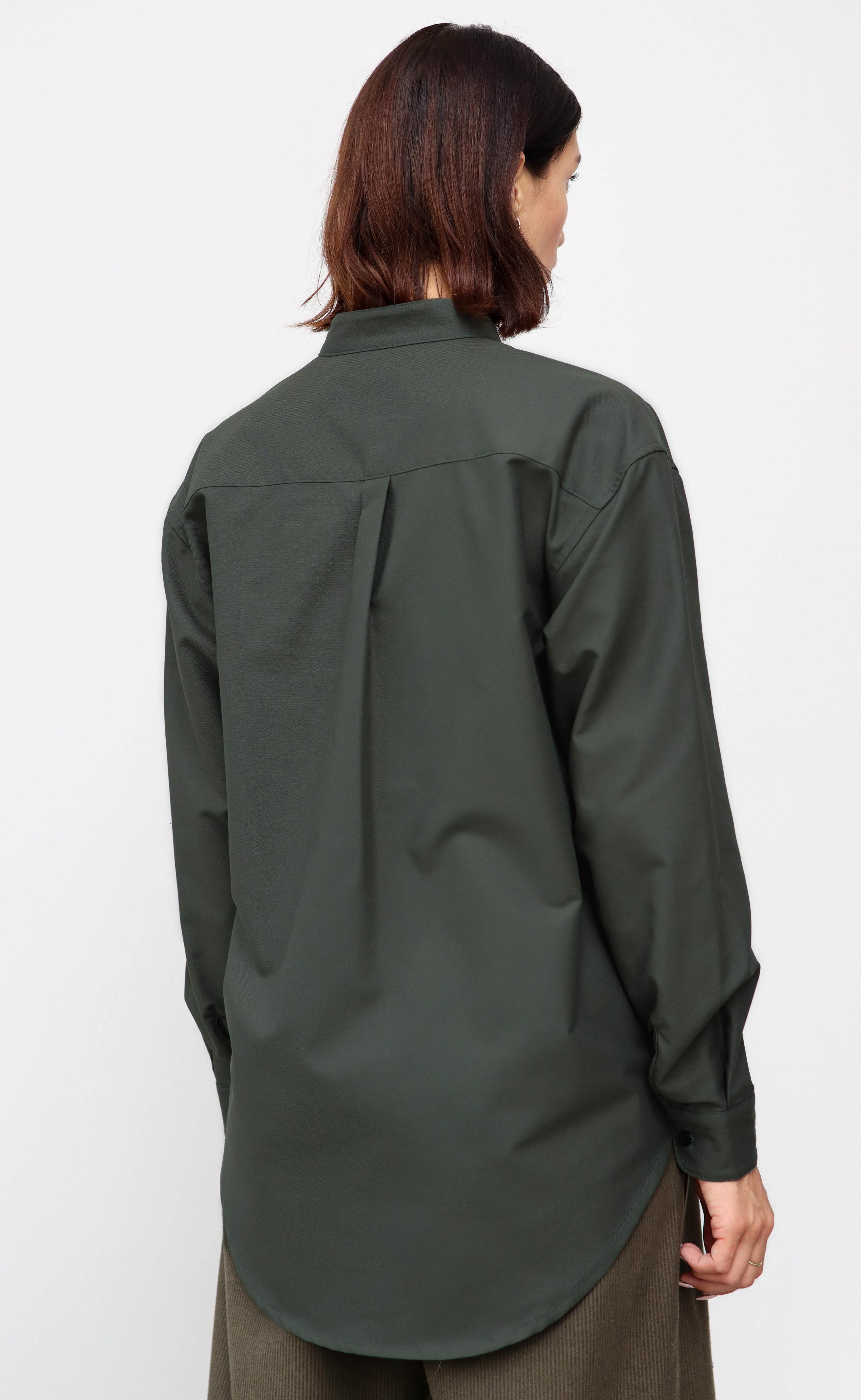 The Tailor - Wayward Fit Tunic - Dark Olive Cotton Oxford