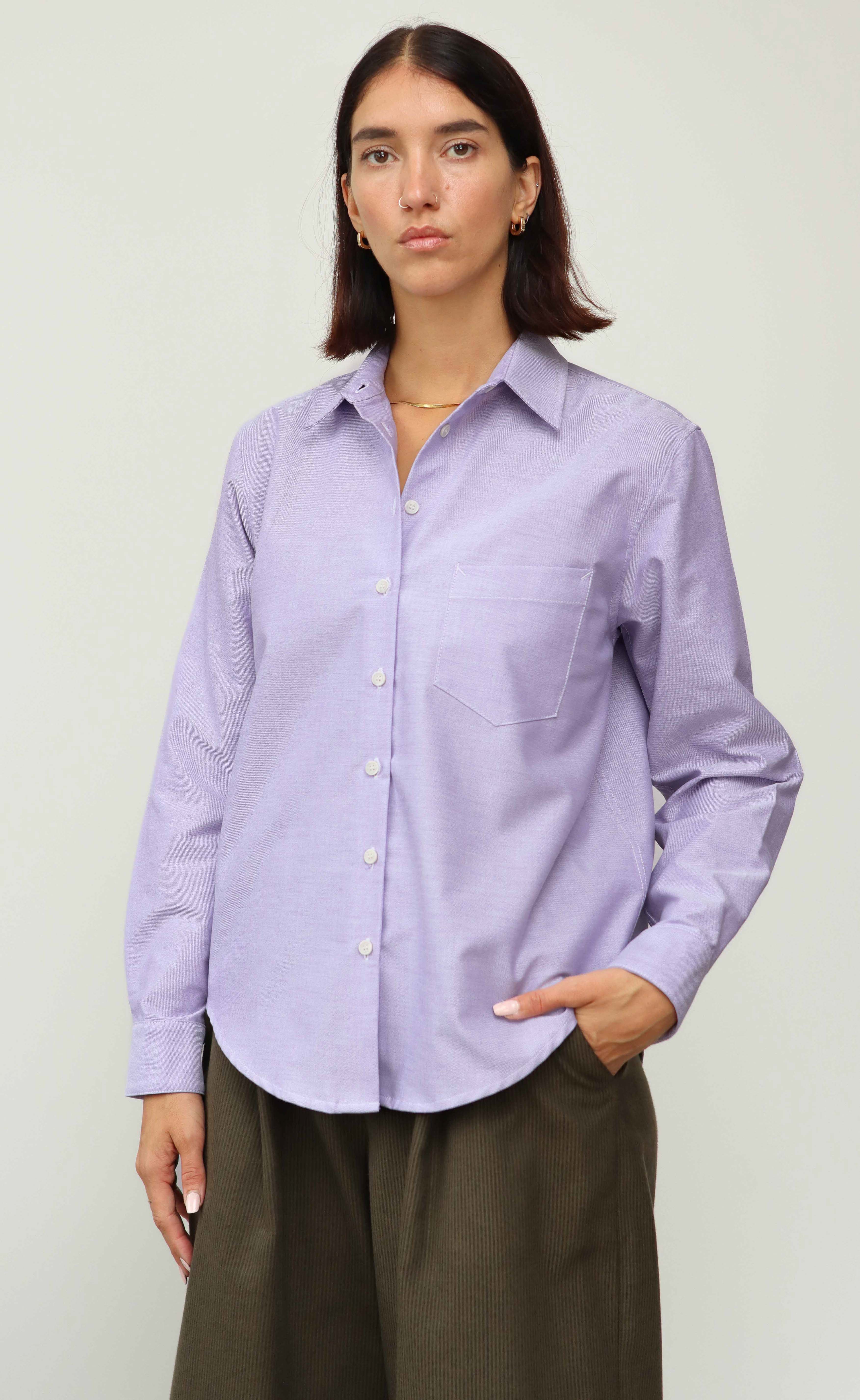 The Lover Women's Lilac Oxford Buttonup Shirt Power Of My People