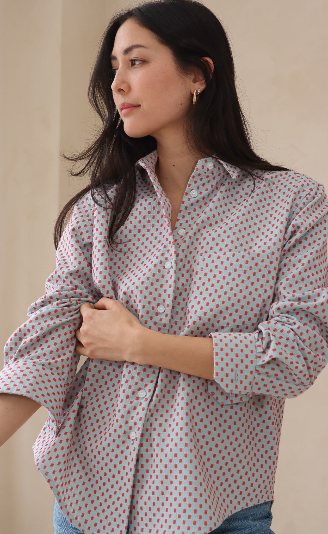 The Lover - Proper Fit - Celeste & Red Jacquard