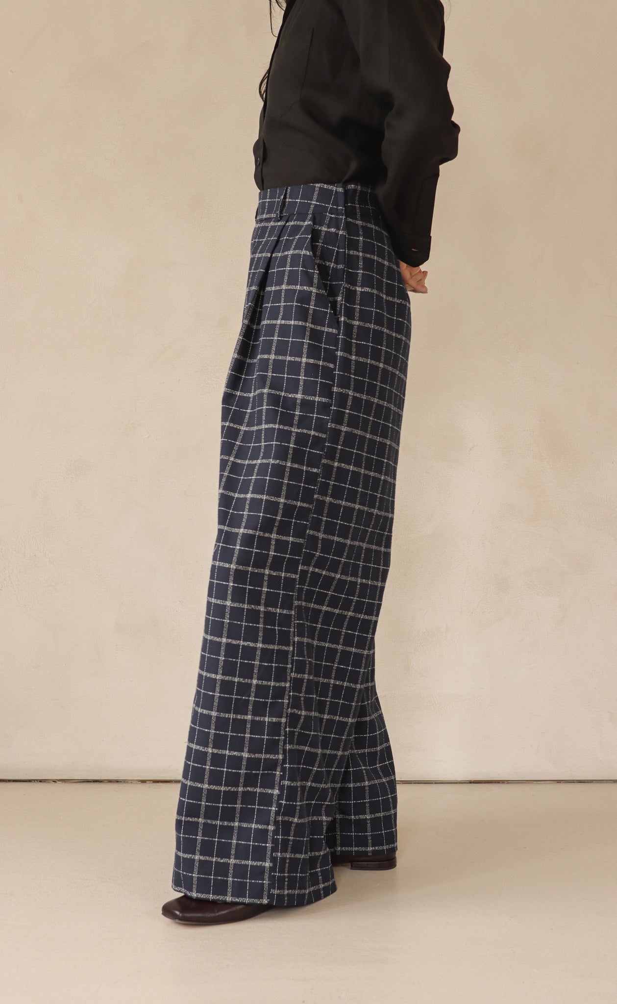The Maximalist - Long Pants - Navy & Cream Plaid