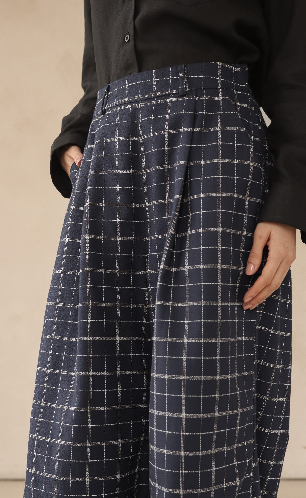 The Maximalist - Long Pants - Navy & Cream Plaid
