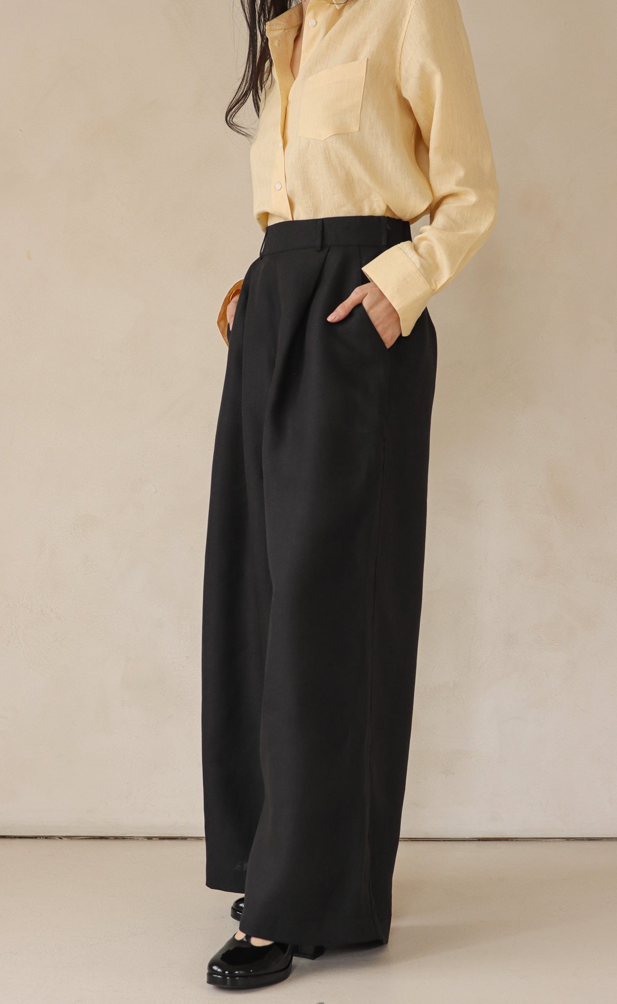 The Maximalist - Long Pants - Black Linen