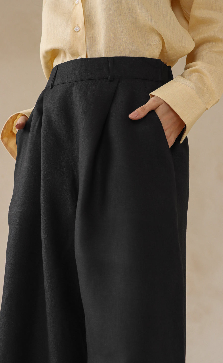 The Maximalist - Long Pants - Black Linen