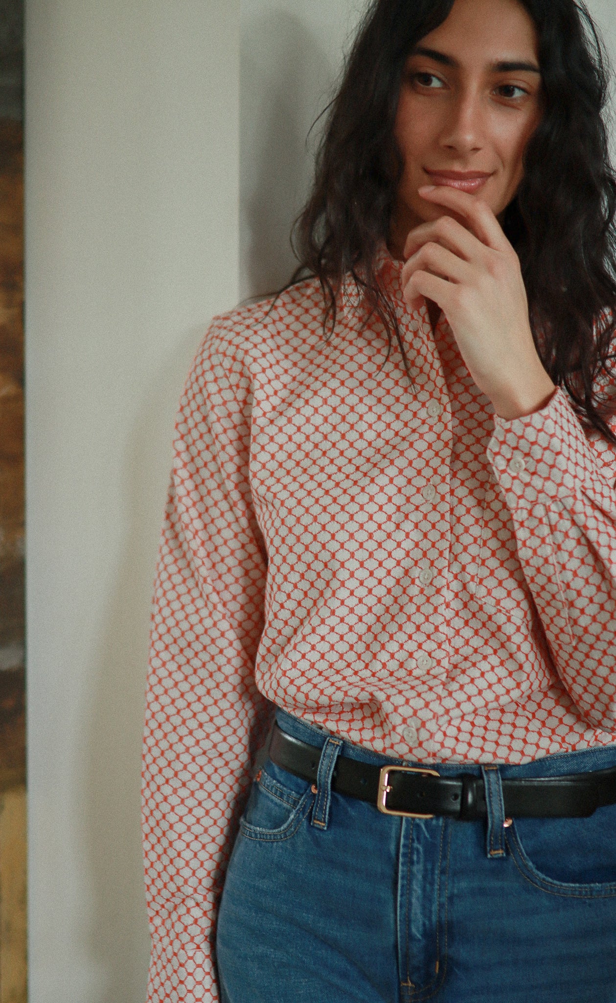The Tidewalker - Proper Fit - White + Campari Red Jacquard