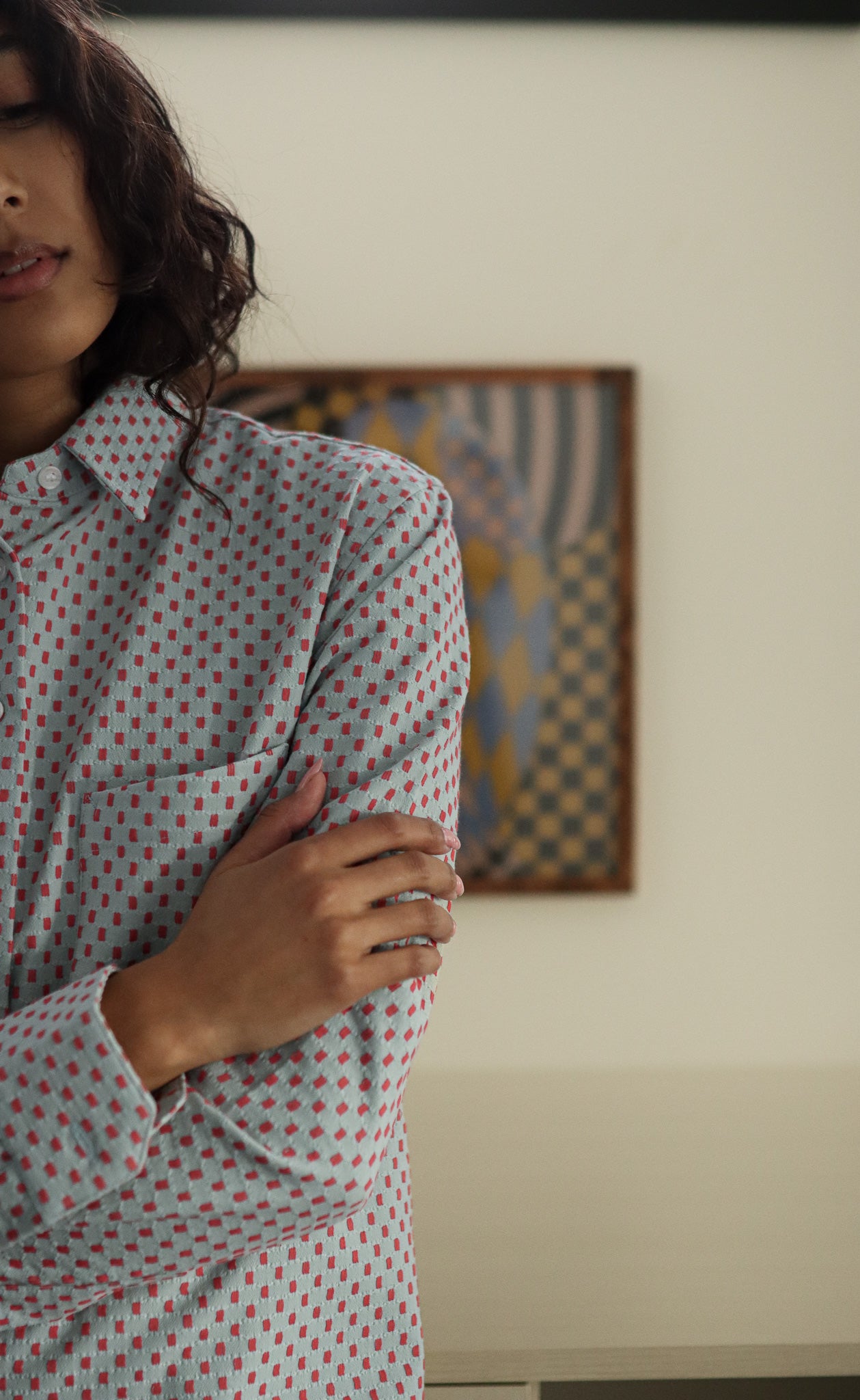 The Lover - Proper Fit - Celeste & Red Jacquard