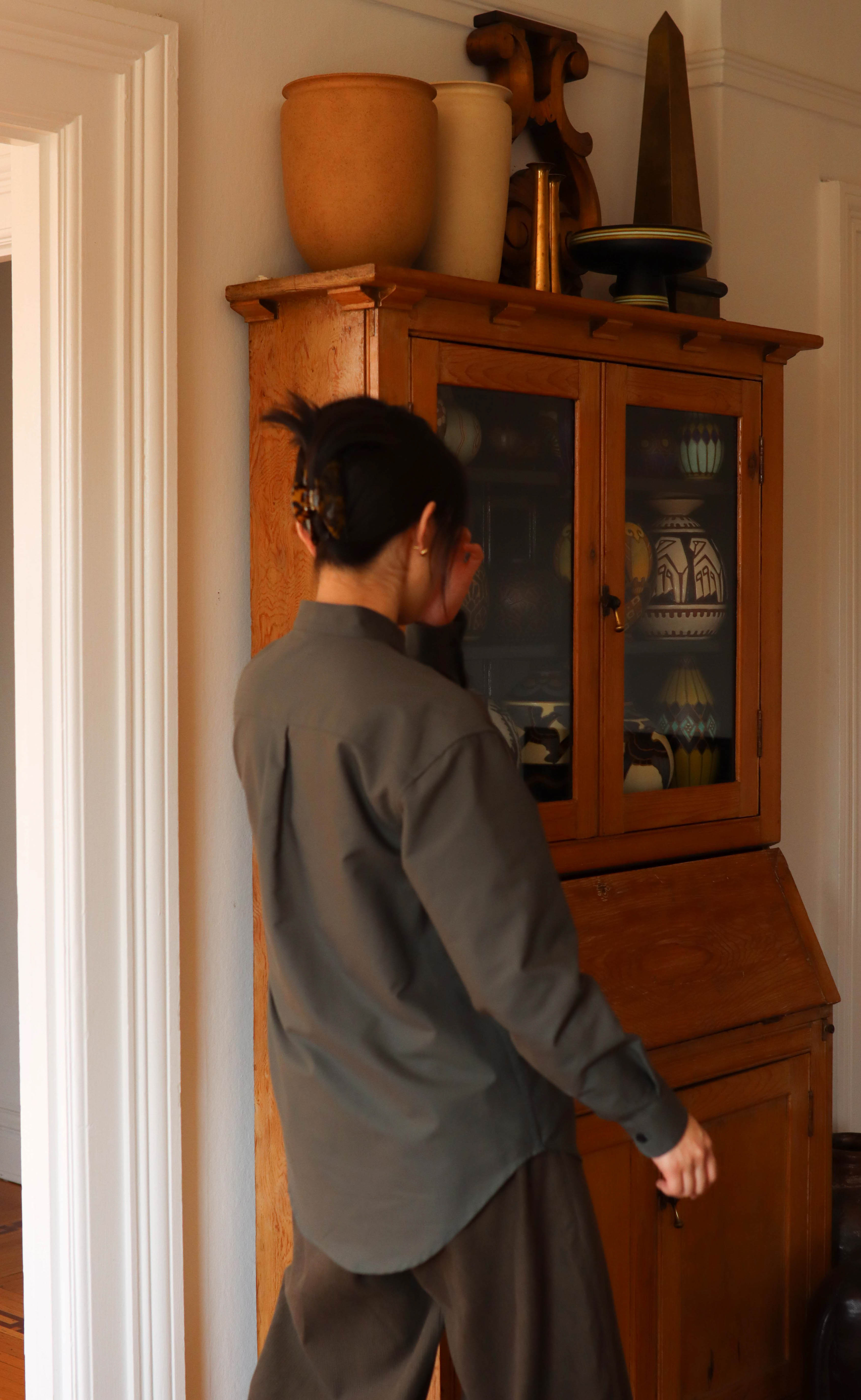 The Tailor - Wayward Fit Tunic - Dark Olive Cotton Oxford