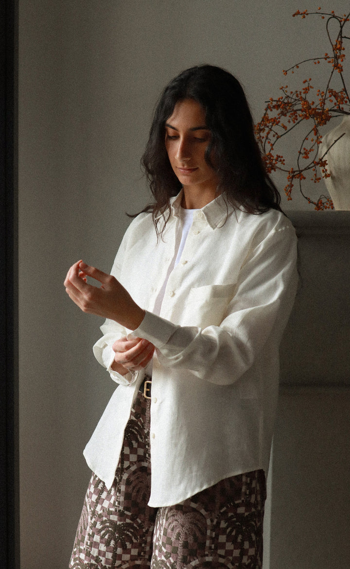 chinese dress ladies Love Brand & Co. Women's White Sapodilla Linen Shirt Dress