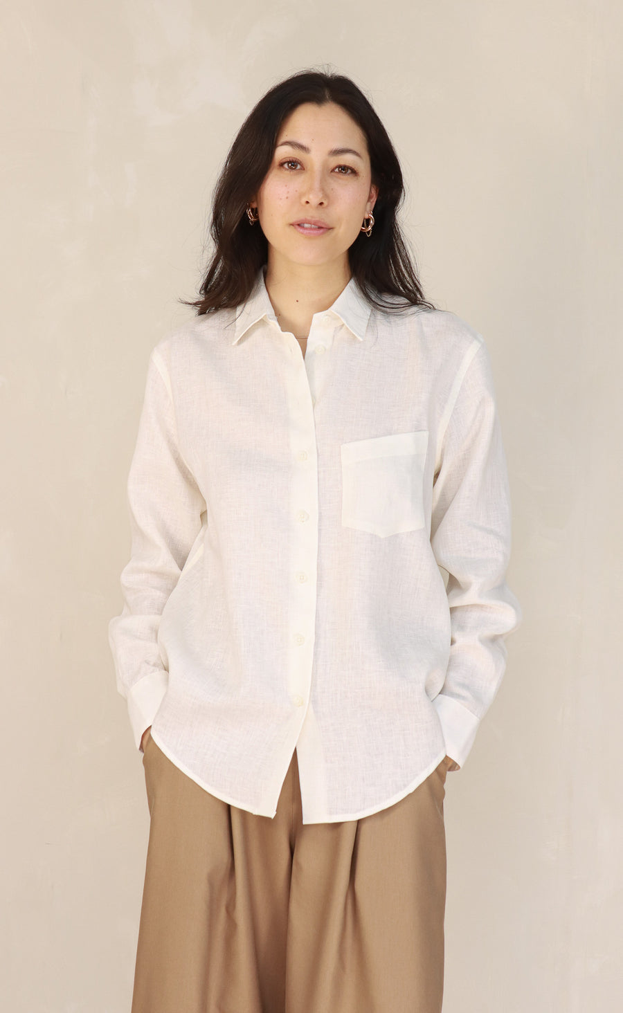 The Friend - Women's Cream 100% Linen Shirt Power Of My People The Friend - Women's Cream 100% Linen Shirt Power Of My People