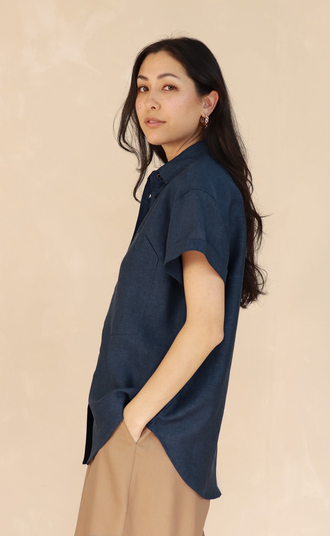 The Friend - Wayward Fit - Deep Navy 100% Linen