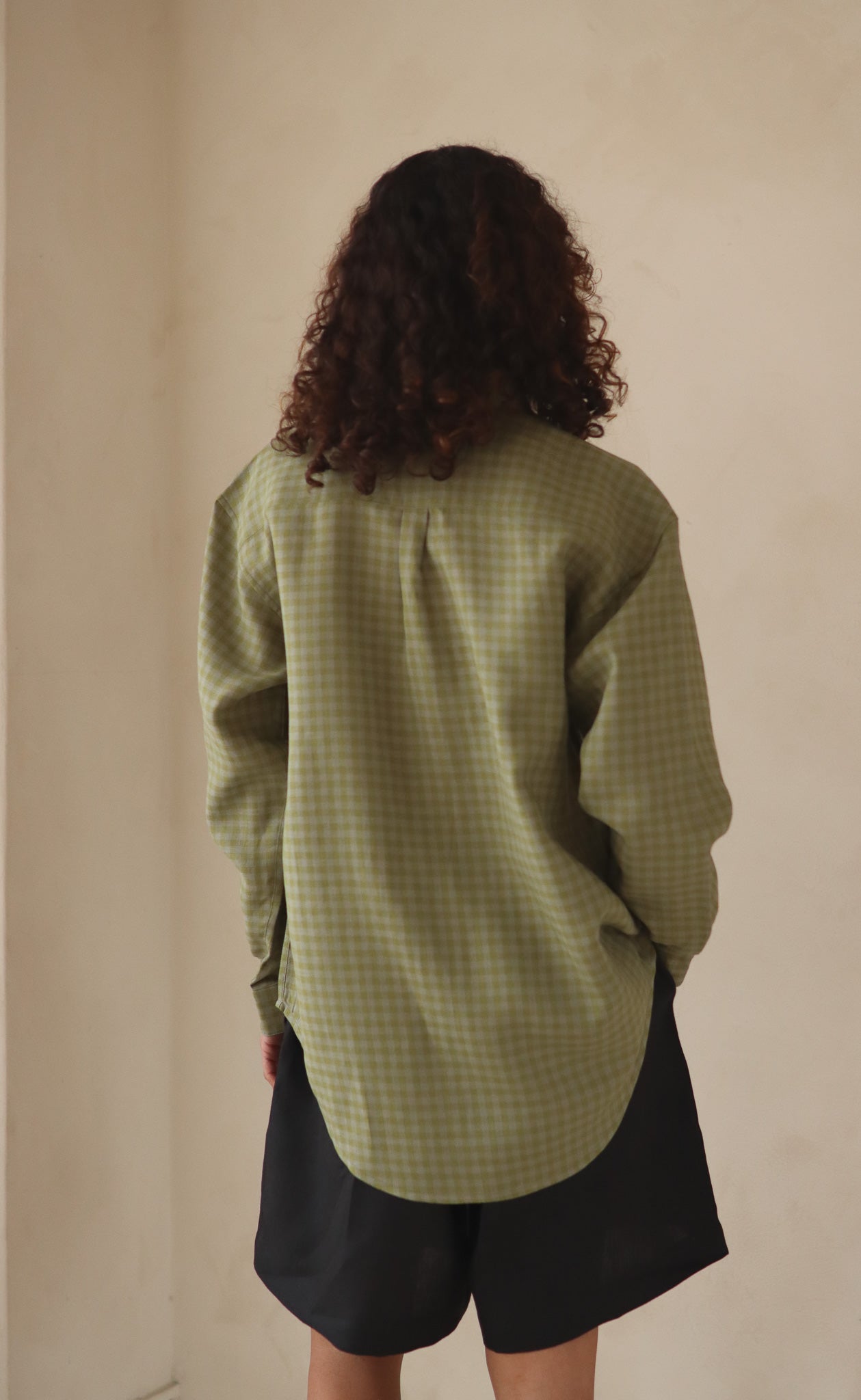 The Friend  - Wayward Fit Tunic - Willow & Grey Check 100% Linen