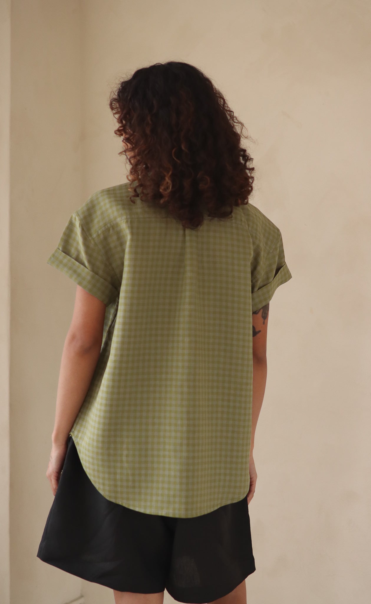 The Friend - Wayward Fit - Willow & Grey Check 100% Linen