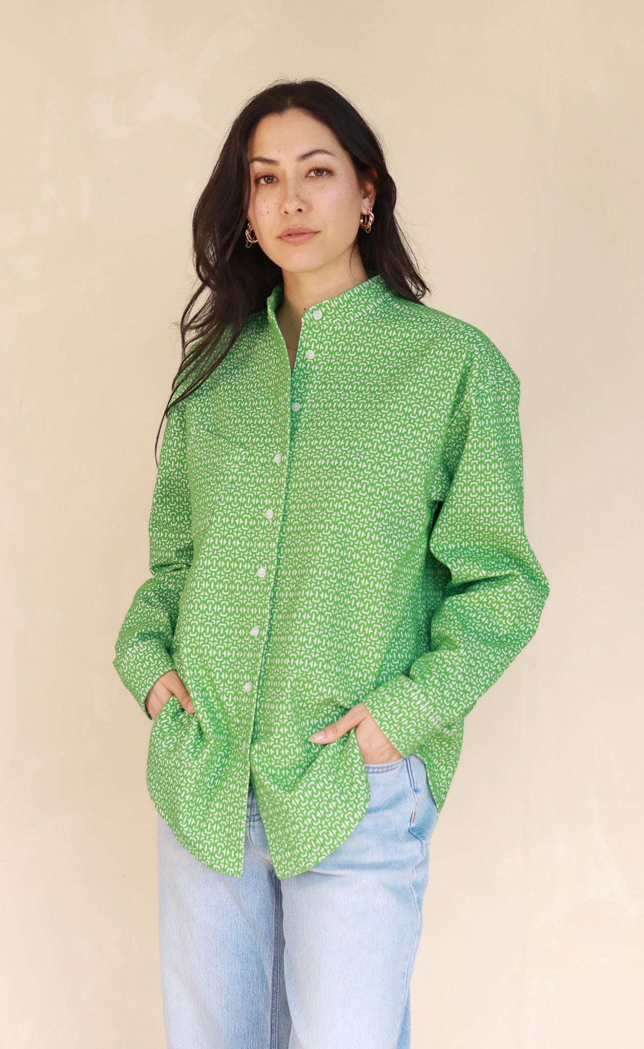 The Afternoonist - Wayward Fit Tunic - Green + White Jacquard