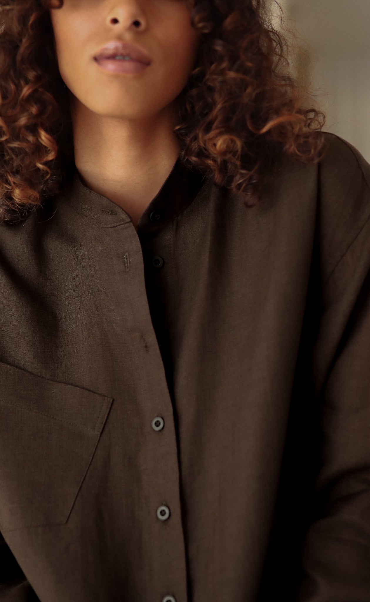 The Friend - Wayward Fit Tunic - Espresso 100% Linen