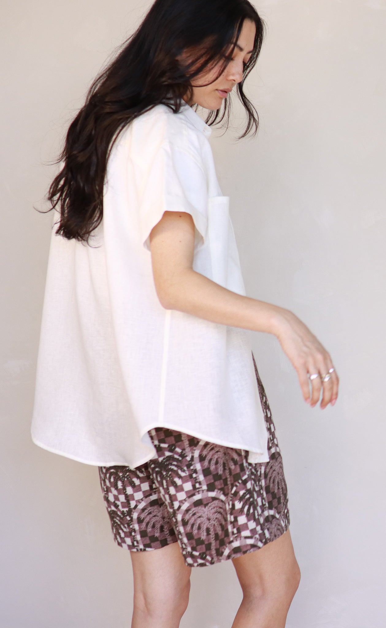 The Wanderer - High Waisted Shorts - Palm Tree Jacquard