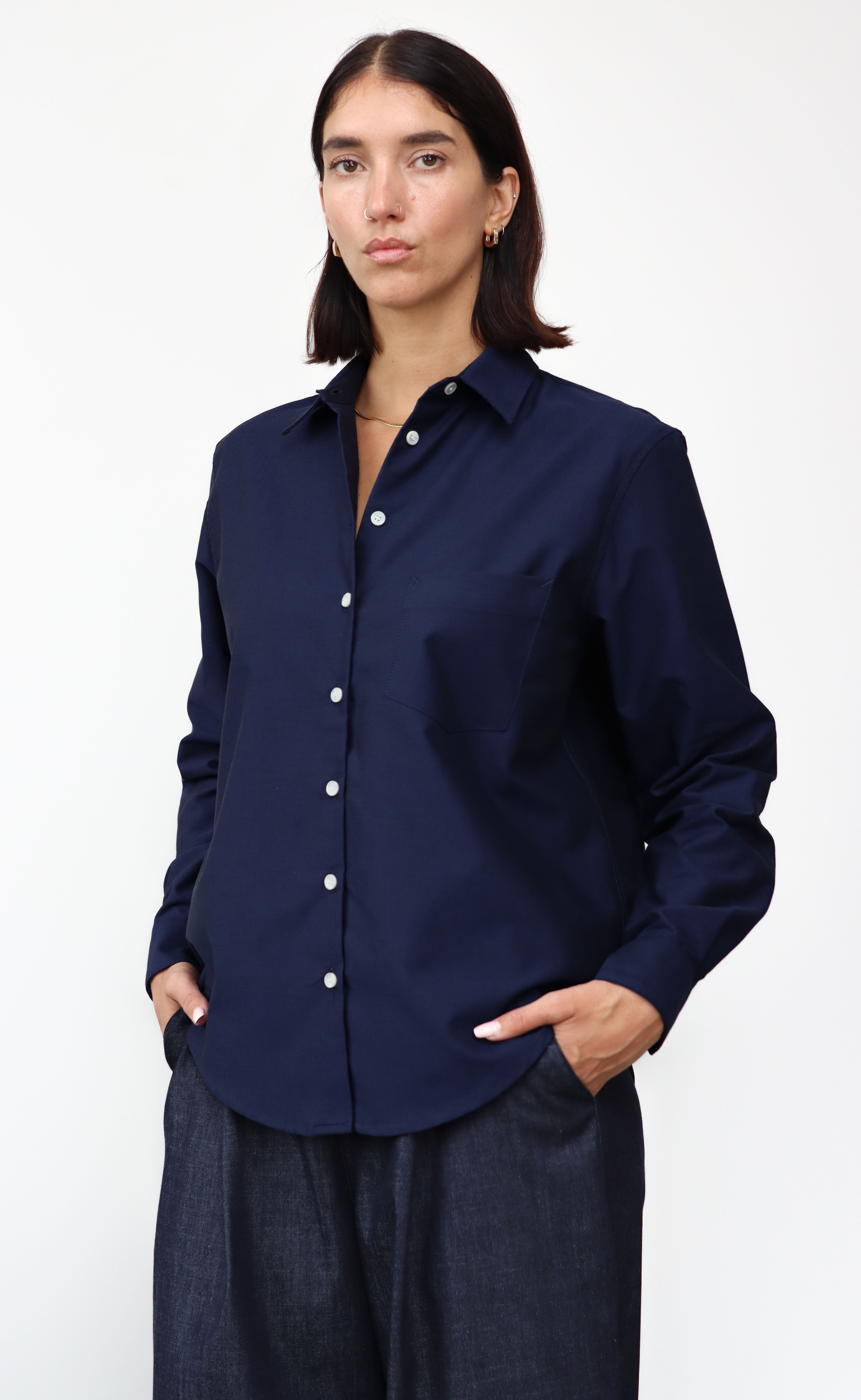 The Narrator - Women's Navy Oxford Cotton Shirt – Power Of My People