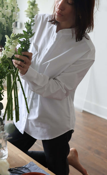 The Tailor - Wayward Fit Tunic - White Cotton Oxford