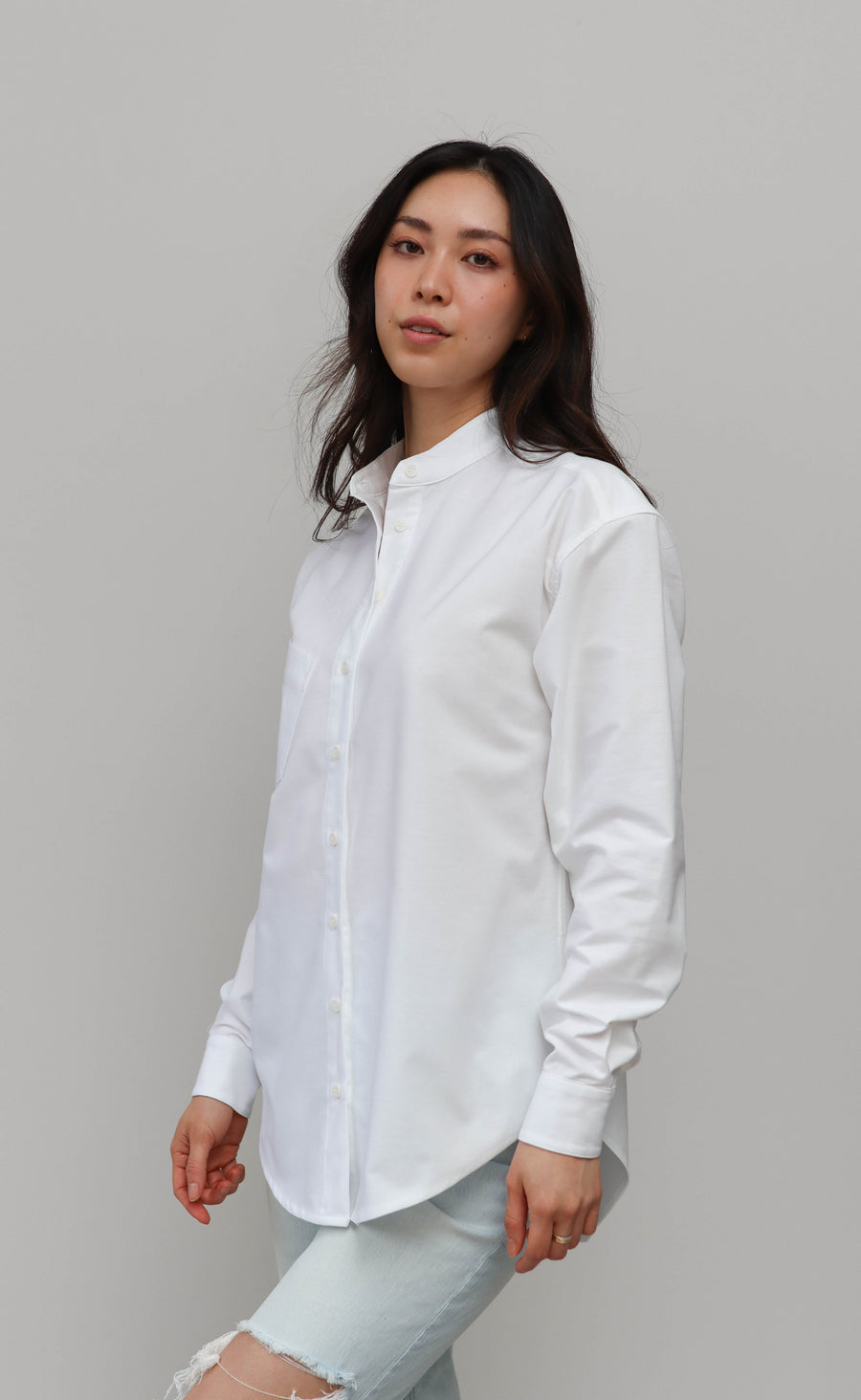 The Tailor - Wayward Fit Tunic - White Cotton Oxford