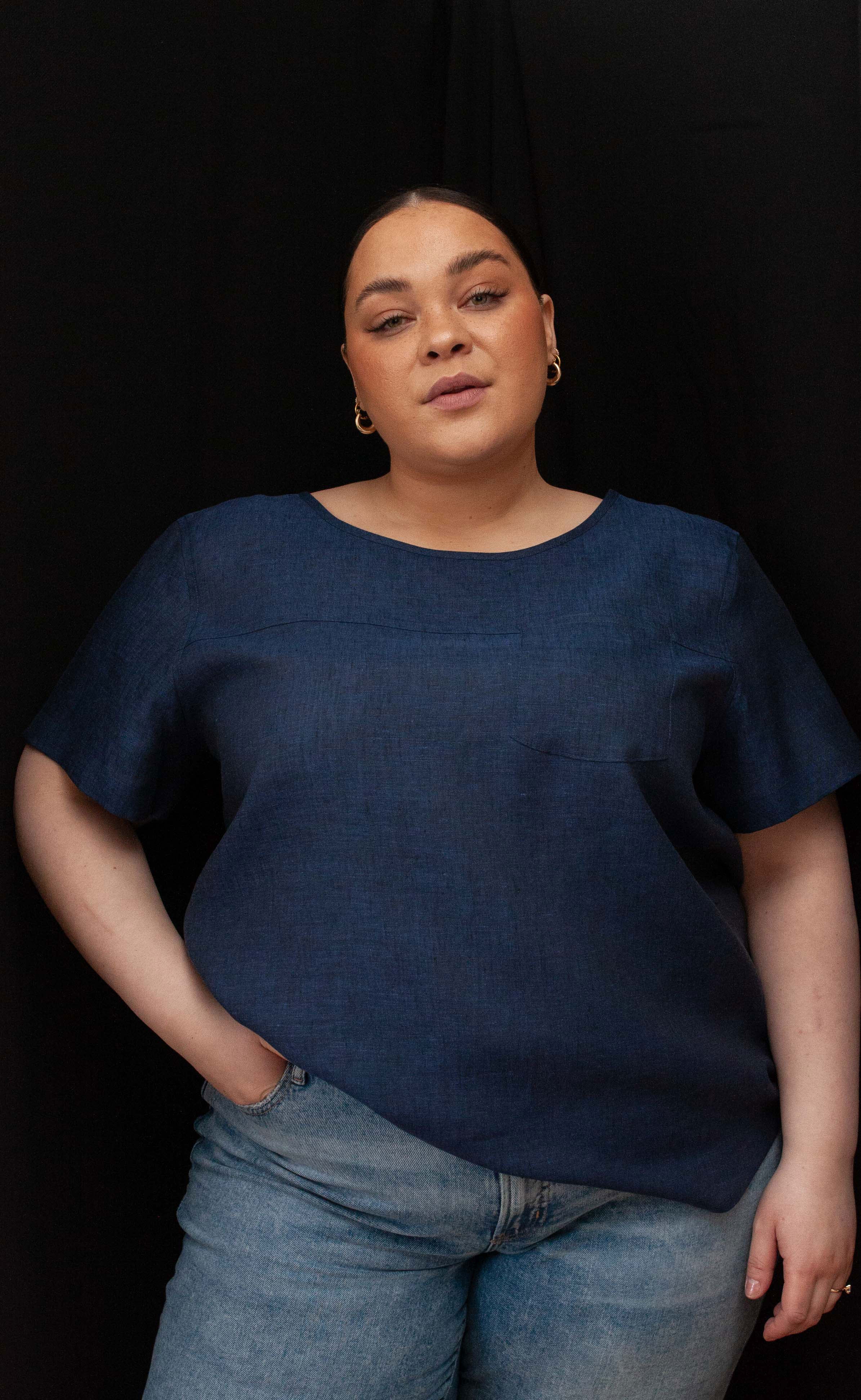 The Friend - Woven Tee - Deep Navy 100% Linen